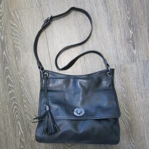 RACHEL ROY Bag Shoulder/Crossbody Leather Tassel Outside Pocket Black